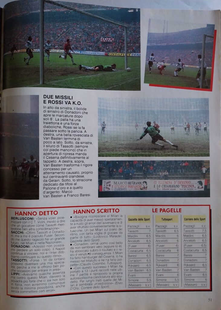 Forza Milan gennaio 1990, n. 1, p. 51, Milan-Cesena 1989-90