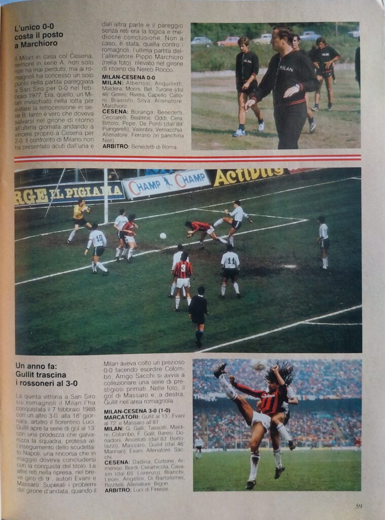 Forza Milan maggio 1989, n. 5, p. 59, presentazione Milan-Cesena 1988-89