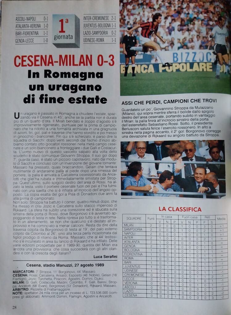 Forza Milan ottobre 1989, n. 10, p. 28, Cesena-Milan 1989-90