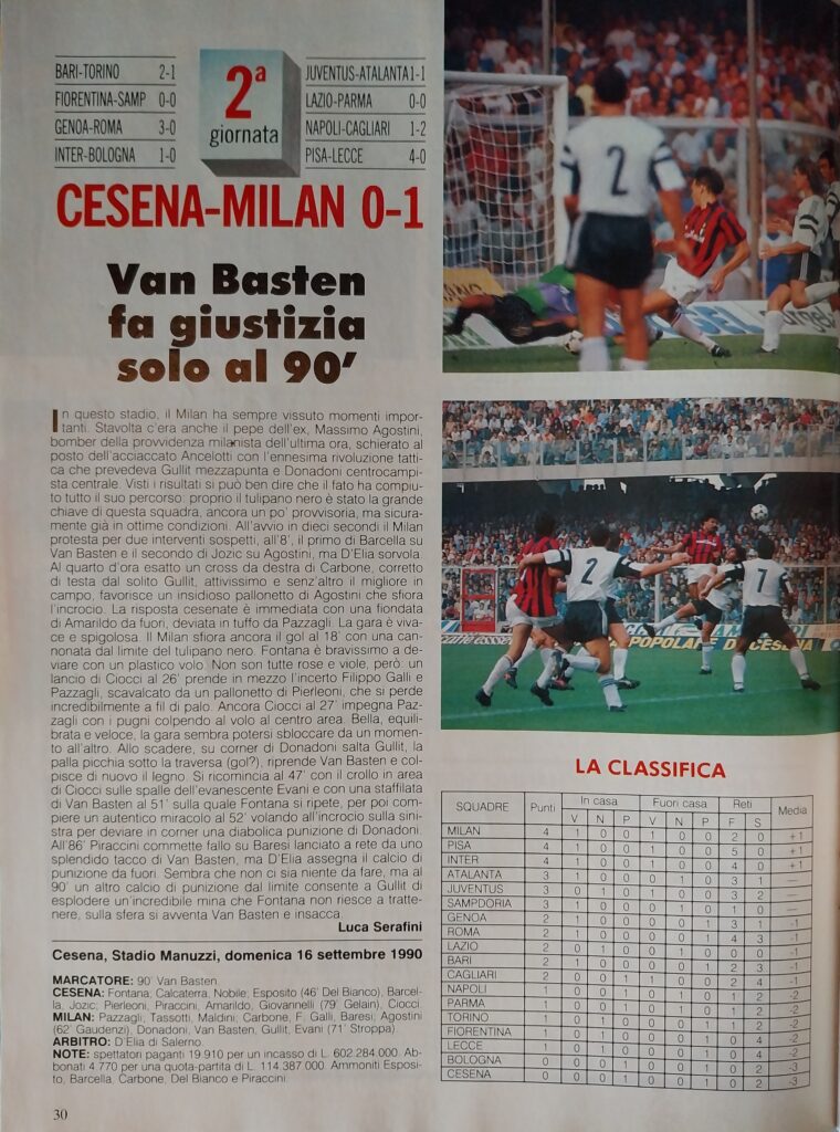 Forza Milan ottobre 1990, n. 10, p. 30, Cesena-Milan 1990-91