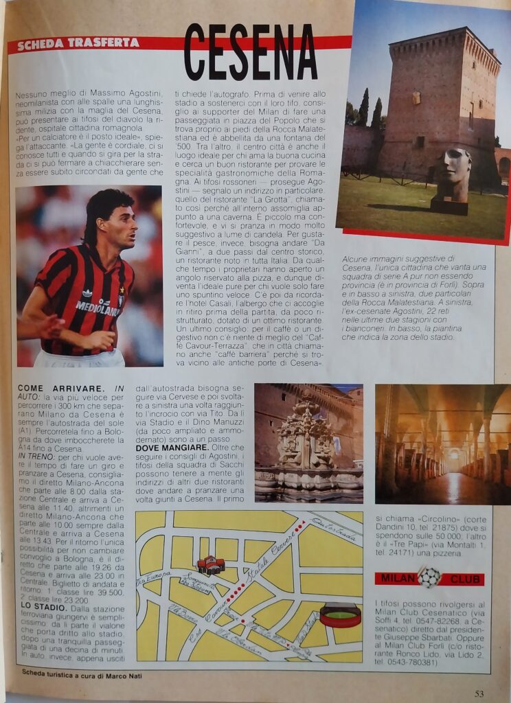 Forza Milan settembre 1990, n. 9, p. 53, presentazione Cesena-Milan 1990-91