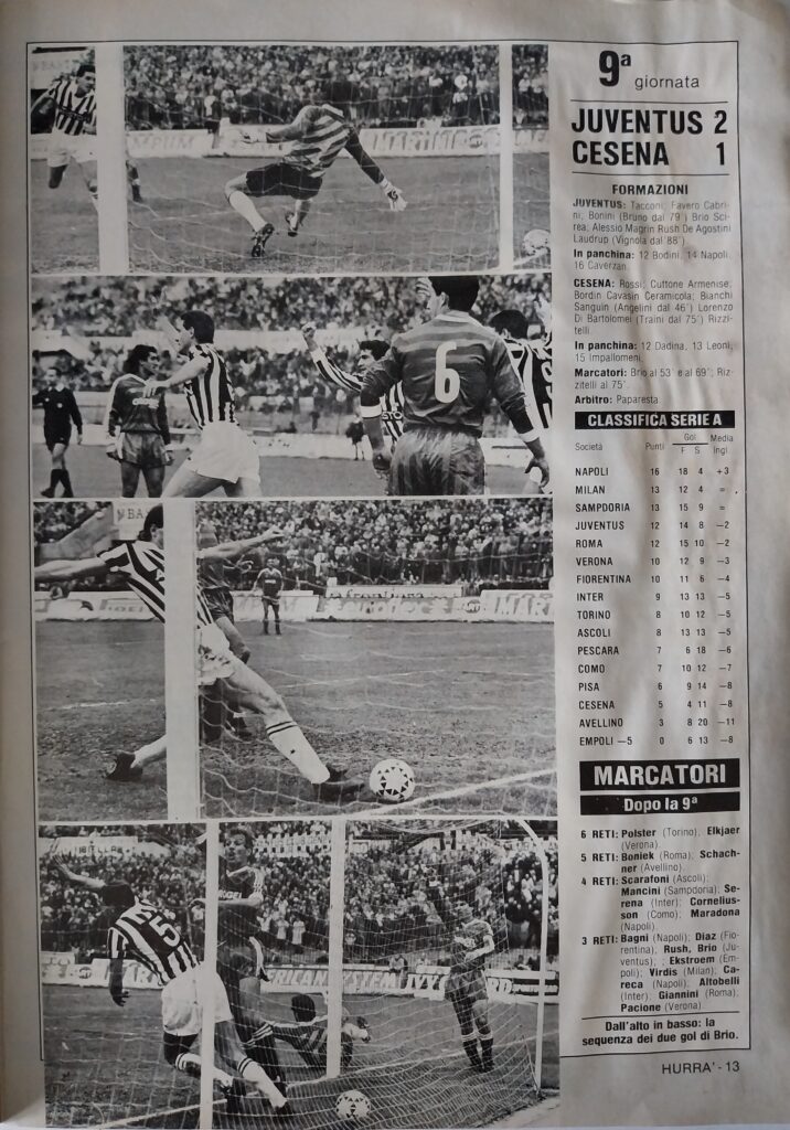 Hurrà Juventus dicembre 1987, n. 12, p. 13, Juventus-Cesena 1987-88