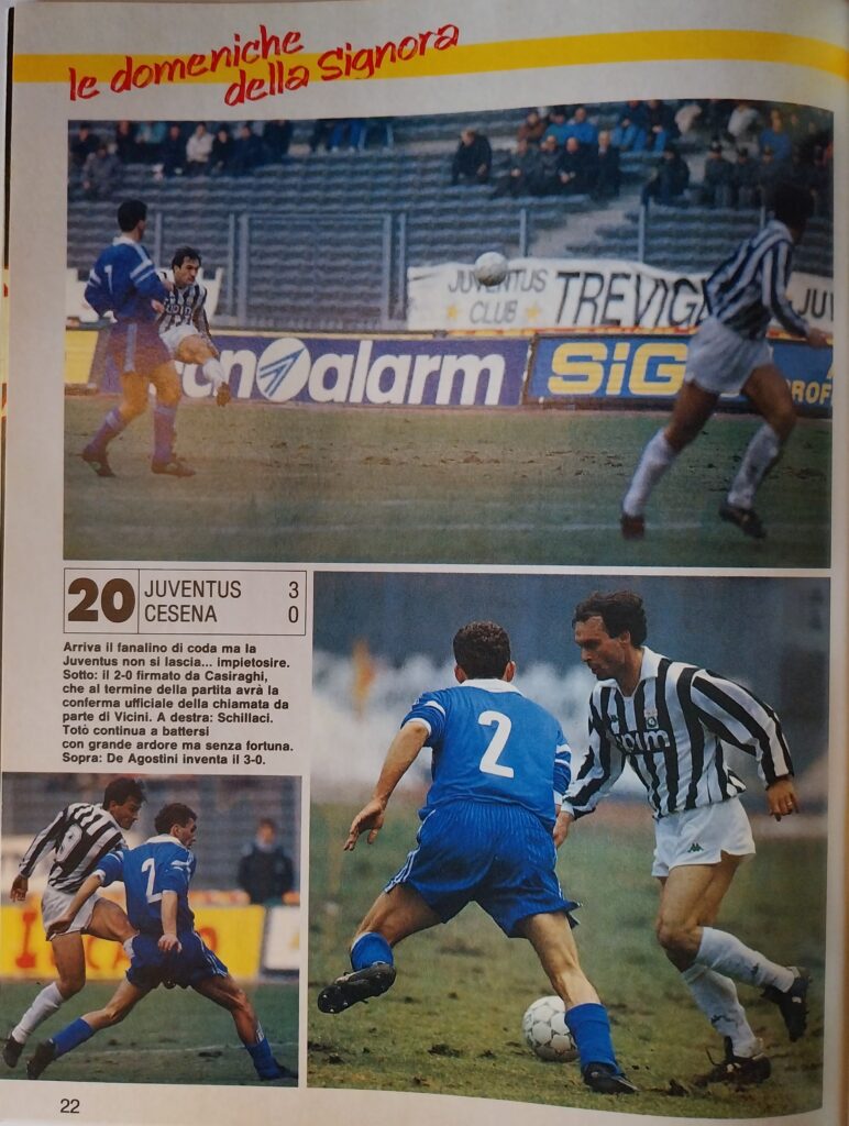 Hurrà Juventus marzo 1991, n. 3, p. 22, Juventus-Cesena 1990-91