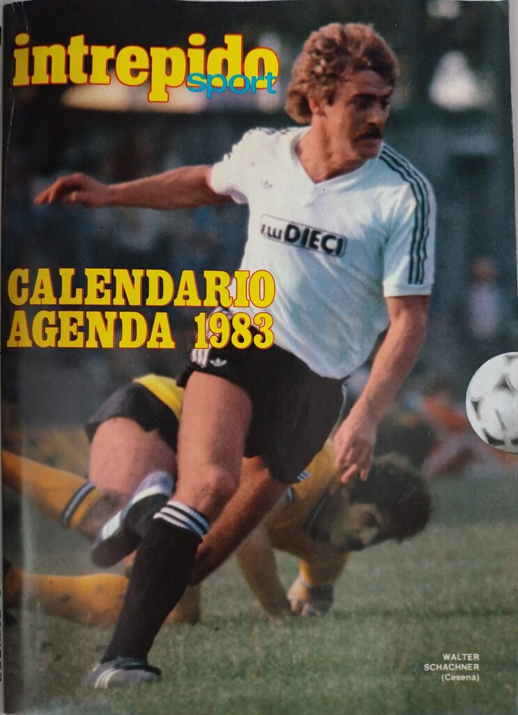 Intrepido Sport 12 gennaio 1983, n. 2, p. 49, calendario agenda 1983, 1982-83 copertina con Schachner in Cesena-Udinese