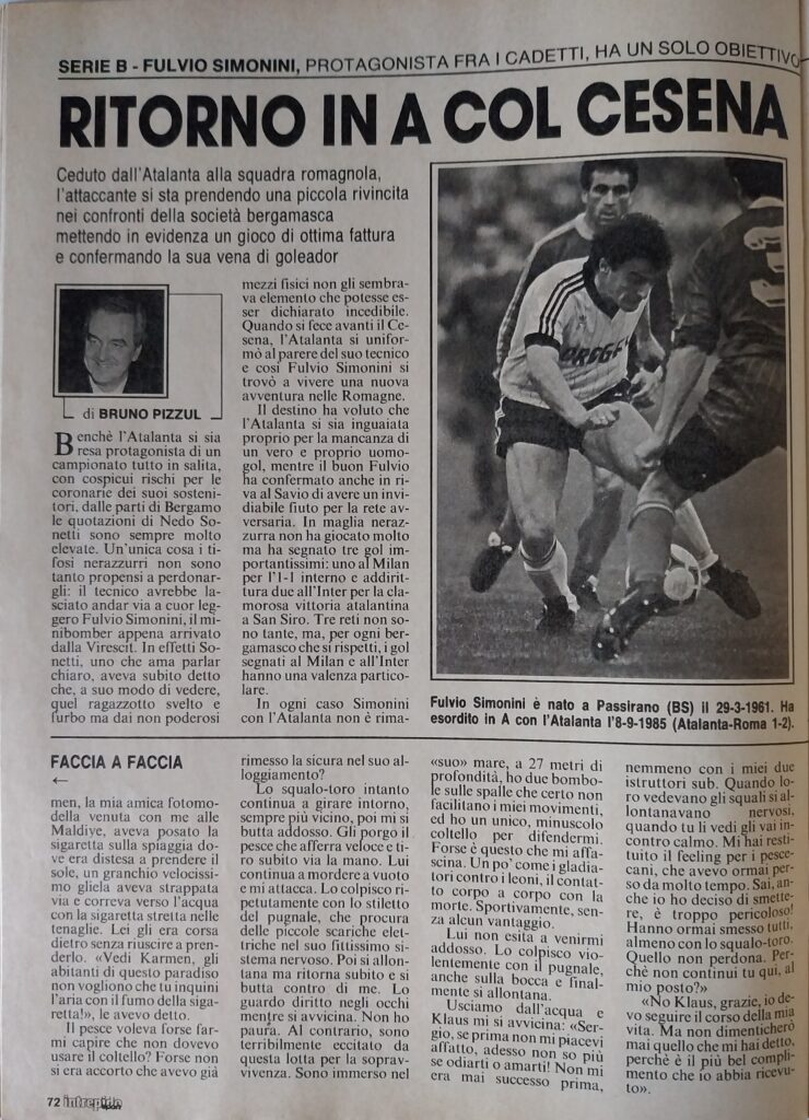 Intrepido Sport 19 maggio 1987, n. 20, p. 72, articolo Simonini 1986-87