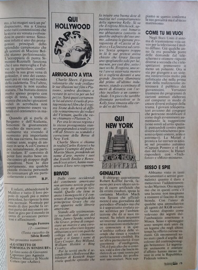 Intrepido Sport 19 maggio 1987, n. 20, p. 73, articolo Simonini 1986-87