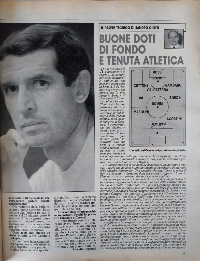 Intrepido Sport 21 settembre 1988, n. 38, p. 27, articolo Cesnea 1988-89 Bigon