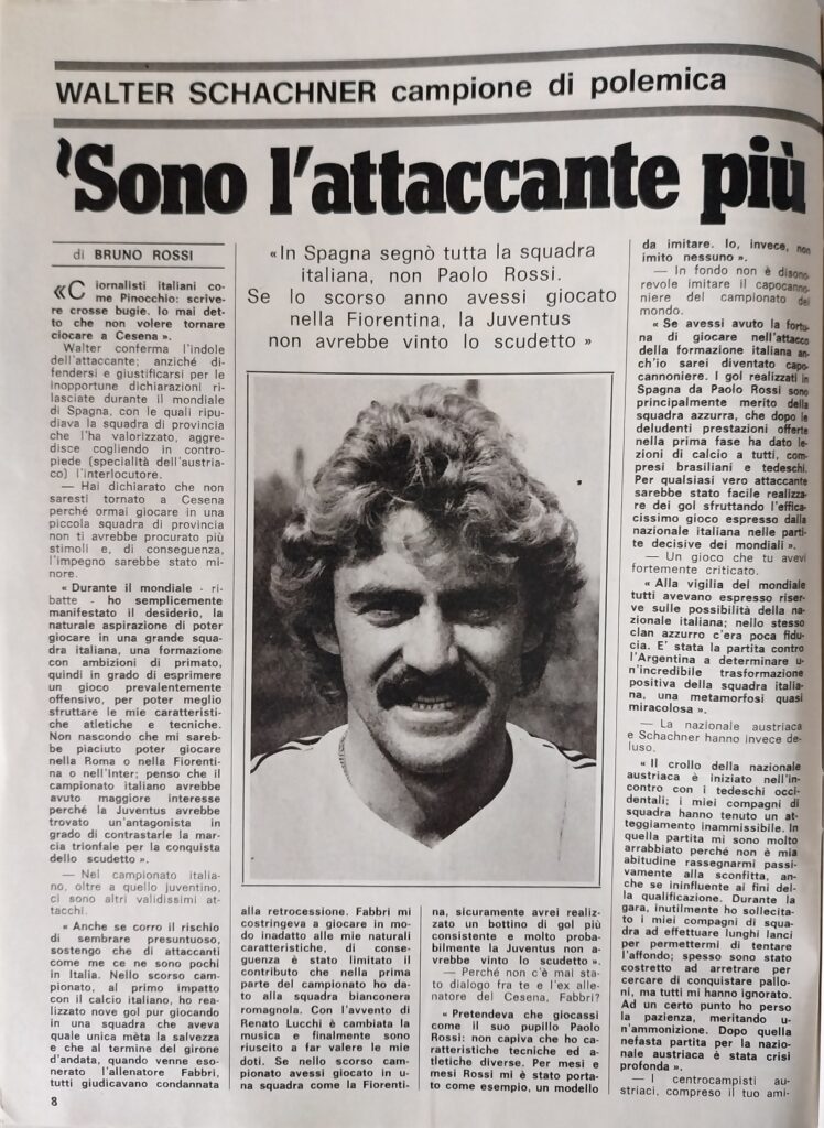 Intrepido Sport 25 agosto 1982, n. 34, p. 8, articolo Schachner 1982-83