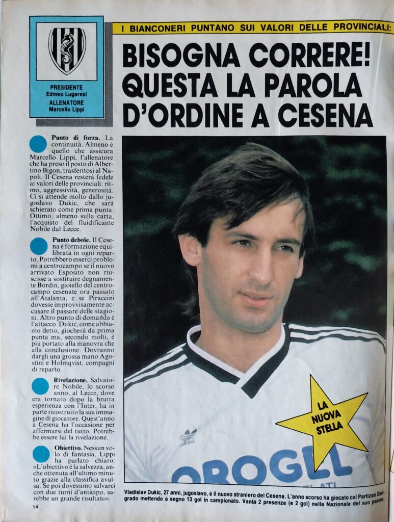 Intrepido Sport 5 settembre 1989, n. 36, p. 54, presentazione Cesena 1989-90 Djukic