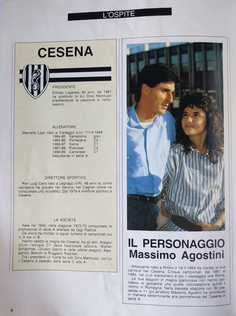 LaRoma 24 settembre 1989, n. 69, p. 4, programma Roma-Cesena 1989-90 Agostini