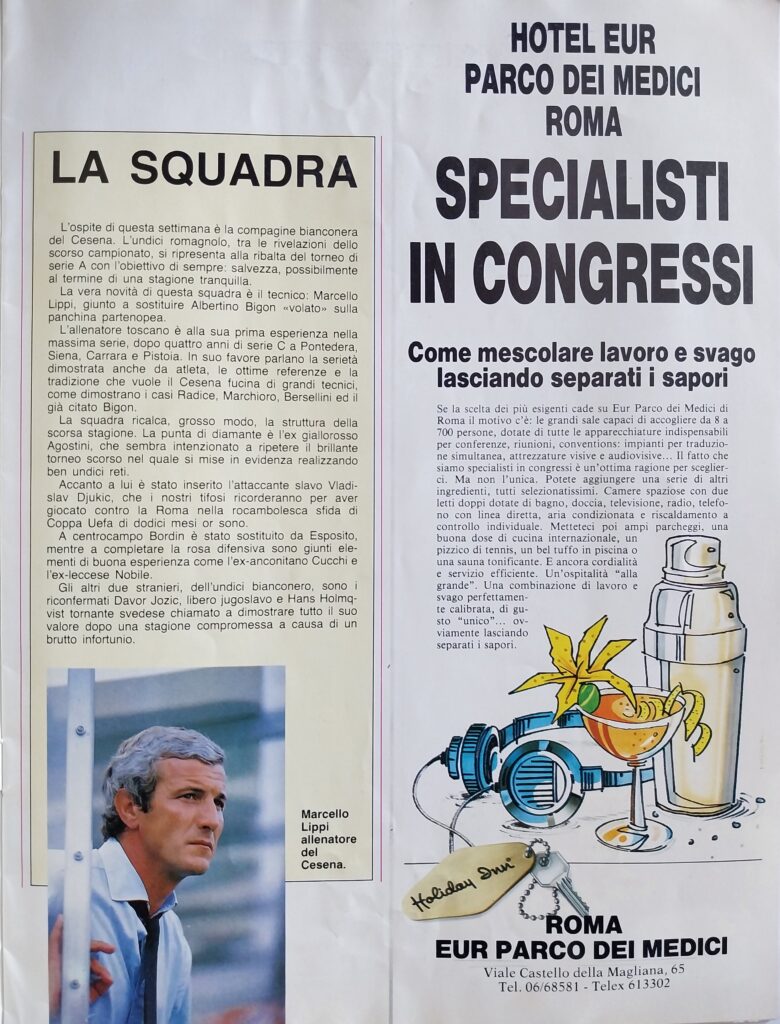 LaRoma 24 settembre 1989, n. 69, p. 5, programma Roma-Cesena 1989-90 Lippi