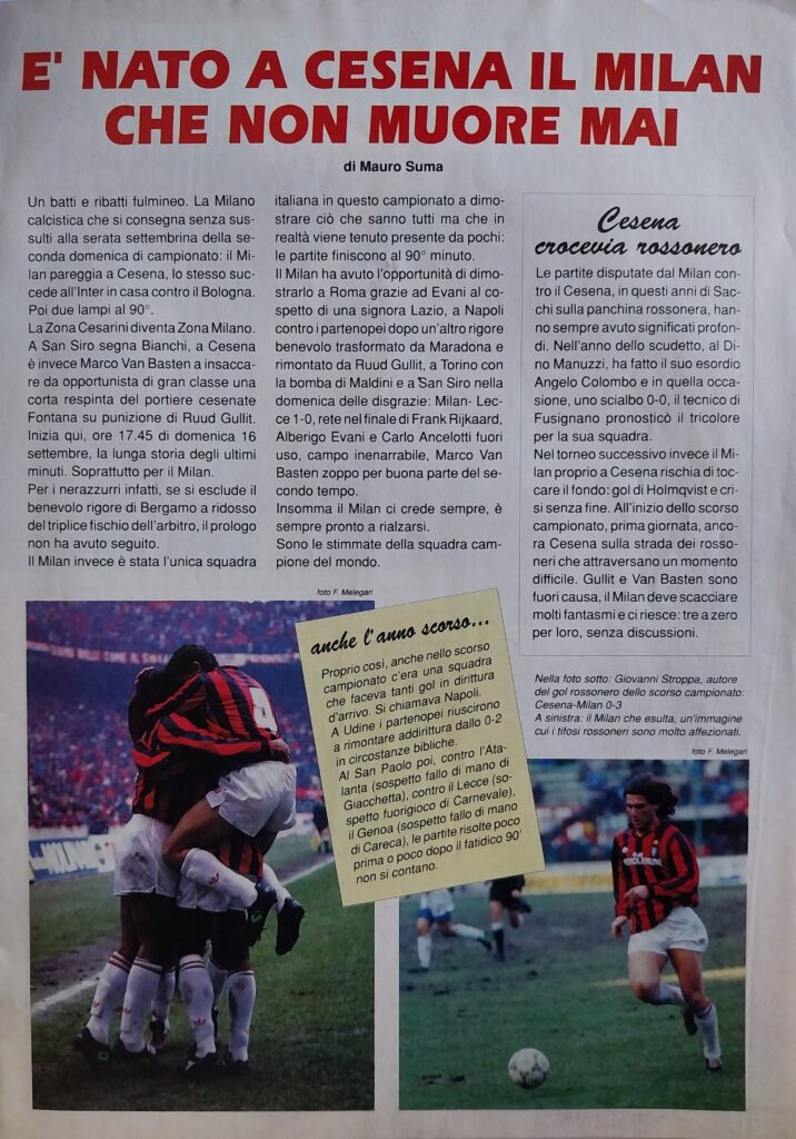 Oggi Milan 3 febbraio 1991, p.9, programma Milan-Cesena 1990-91