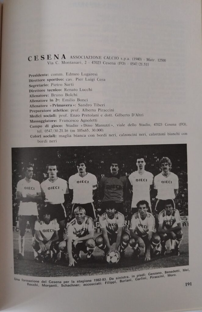 Panini Almanacco 1983, p. 191, presentazione Cesena 1982-83