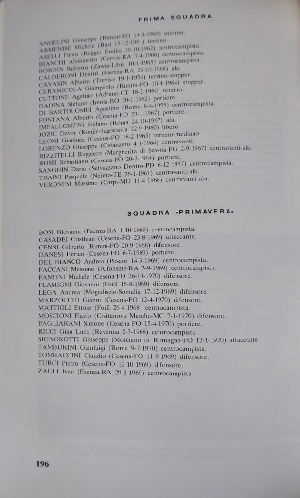 Panini Almanacco 1988, p. 196, presentazione Cesena 1987-88