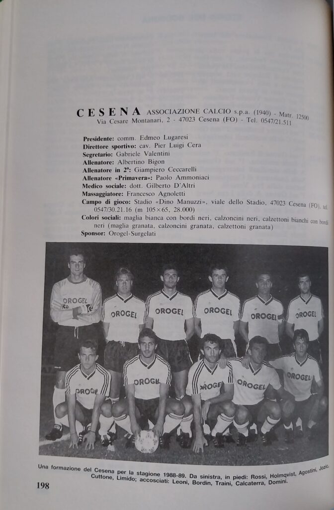 Panini Almanacco 1989, p. 198, presentazione Cesena 1988-89