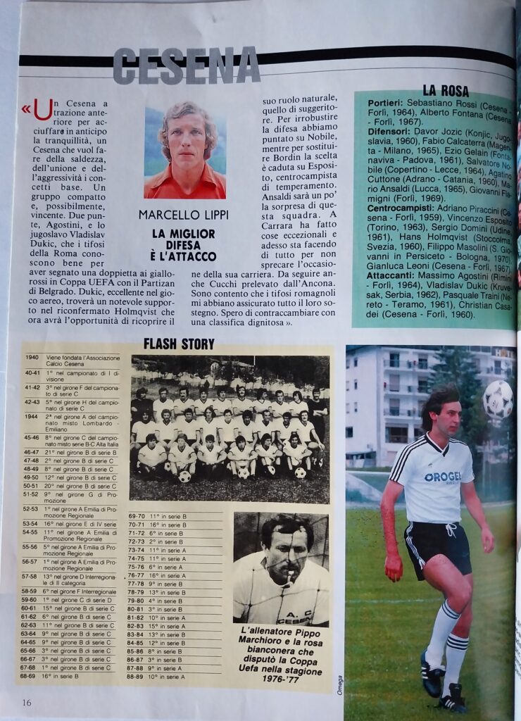 Radiocorriere TV, 1989, n. 36, p. 16, presentazione Cesena 1989-90 Lippi Marchioro Djukic