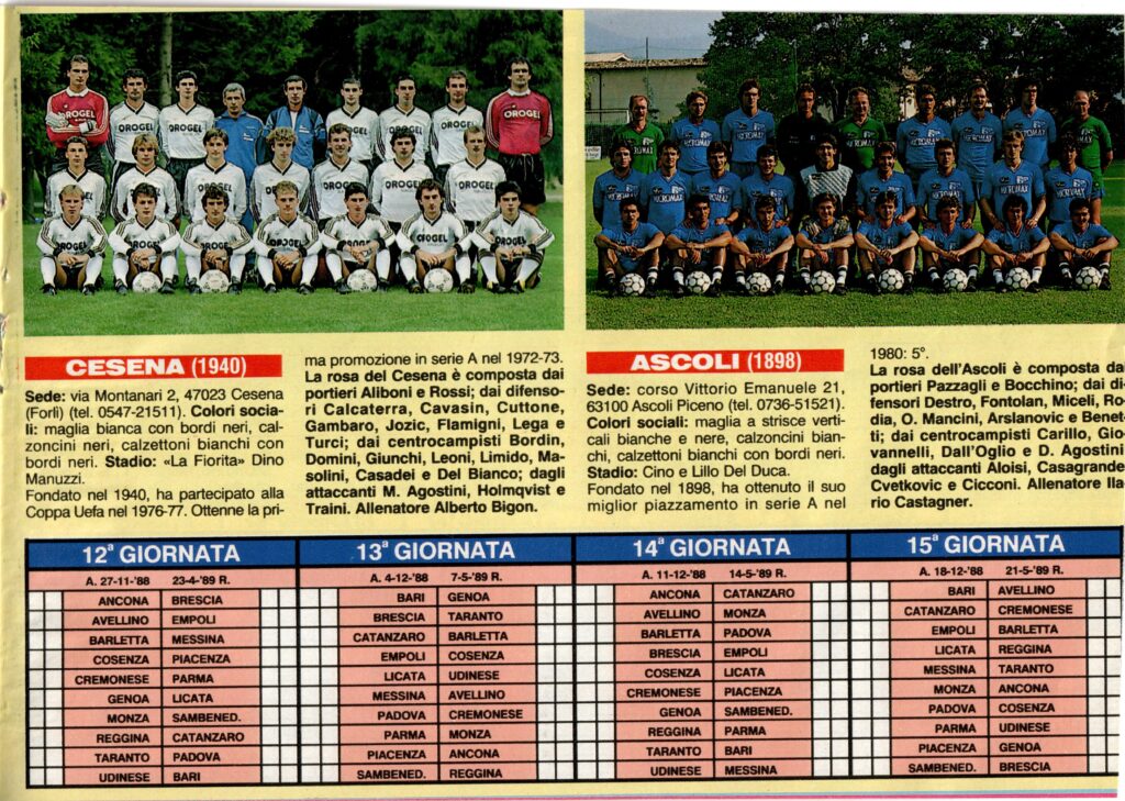 TV Sorrisi e canzoni 11 settembre 1988, n. 37, inserto Goal presentazione Cesena 1988-89