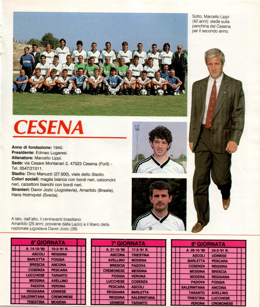 TV Sorrisi e canzoni 9 settembre 1990, n. 36, inserto Goal presentrazione Cesena 1990-91