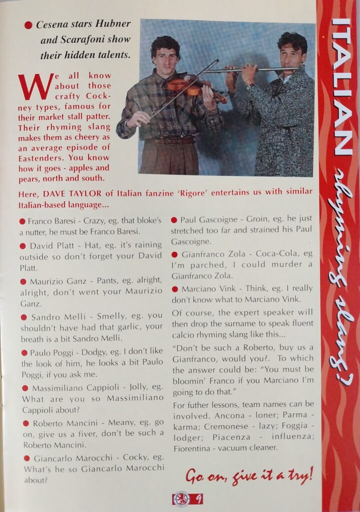 5 ottobre 1994, p. 9, programma Middlesbrough-Cesena 1994-95 Torneo Anglo Italiano Hubner Scarafoni