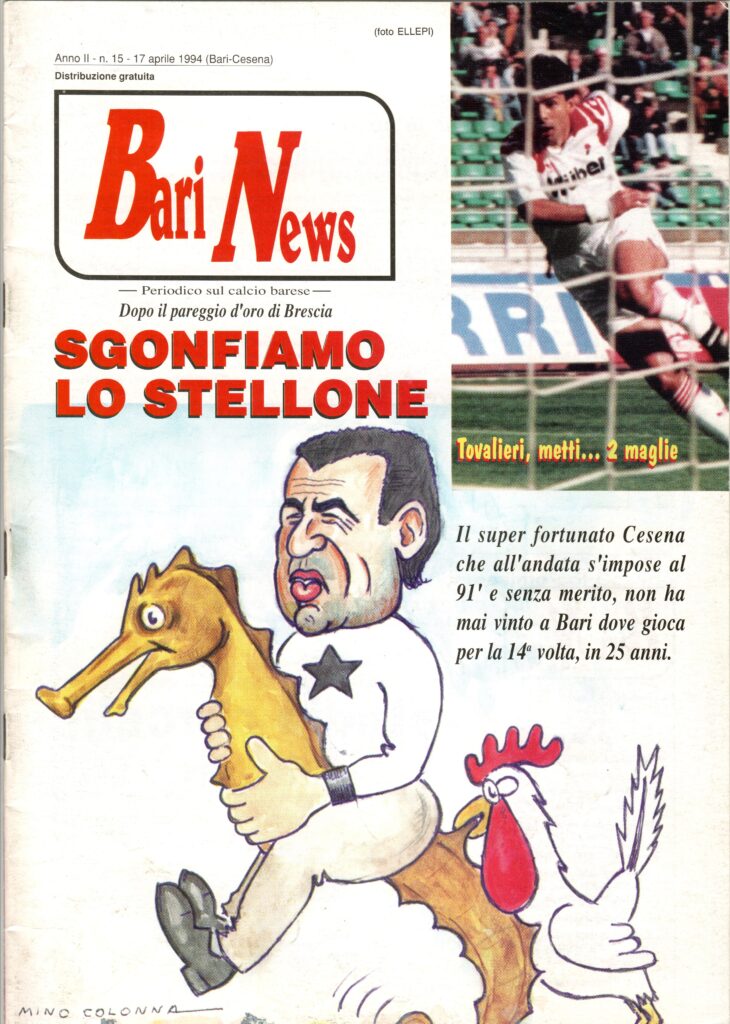 Bari News 17 aprile 1994, n. 15, copertina, Bari-Cesena 1993-94 Bolchi