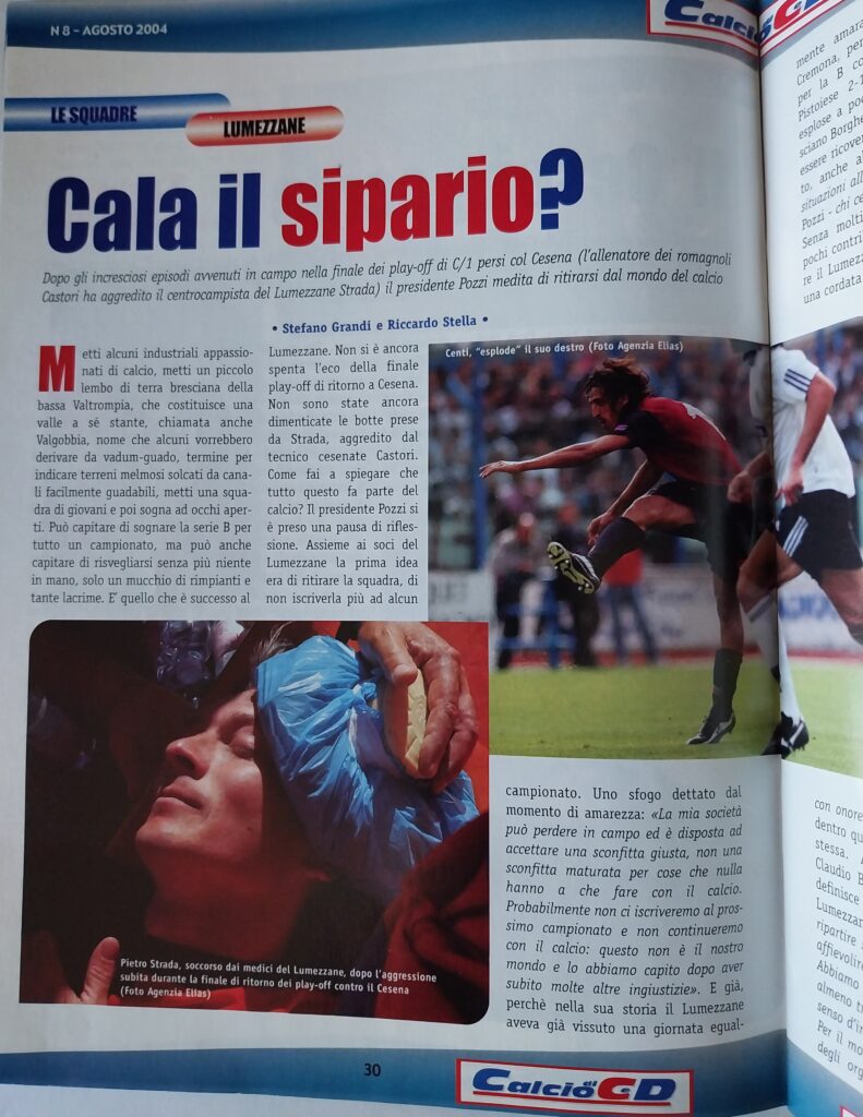 Calcio di C e D agosto 2004, n. 8, p. 30, articolo Lumezzane-Cesena 2003-04 playoff