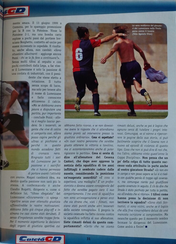 Calcio di C e D agosto 2004, n. 8, p. 31, articolo Lumezzane-Cesena 2003-04 playoff