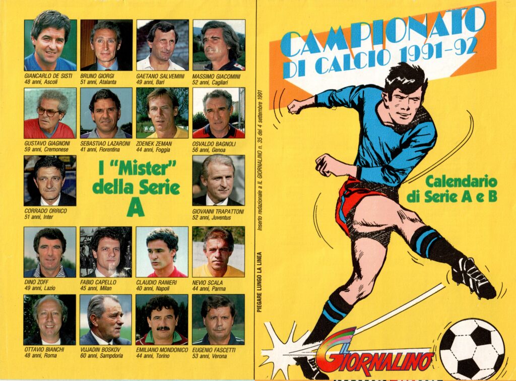 Calendario Il Giornalino 4 settembre 1991, n. 35, copertina 1991-92