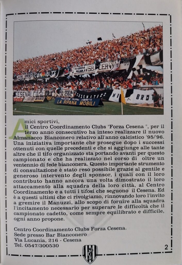 Centro coordinamento Clubs Almanacco bianconero 1995-96, p. 2