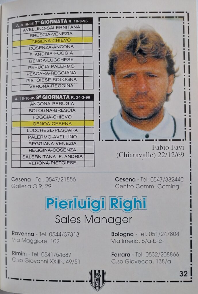 Centro coordinamento Clubs Almanacco bianconero 1995-96, p. 32, Favi