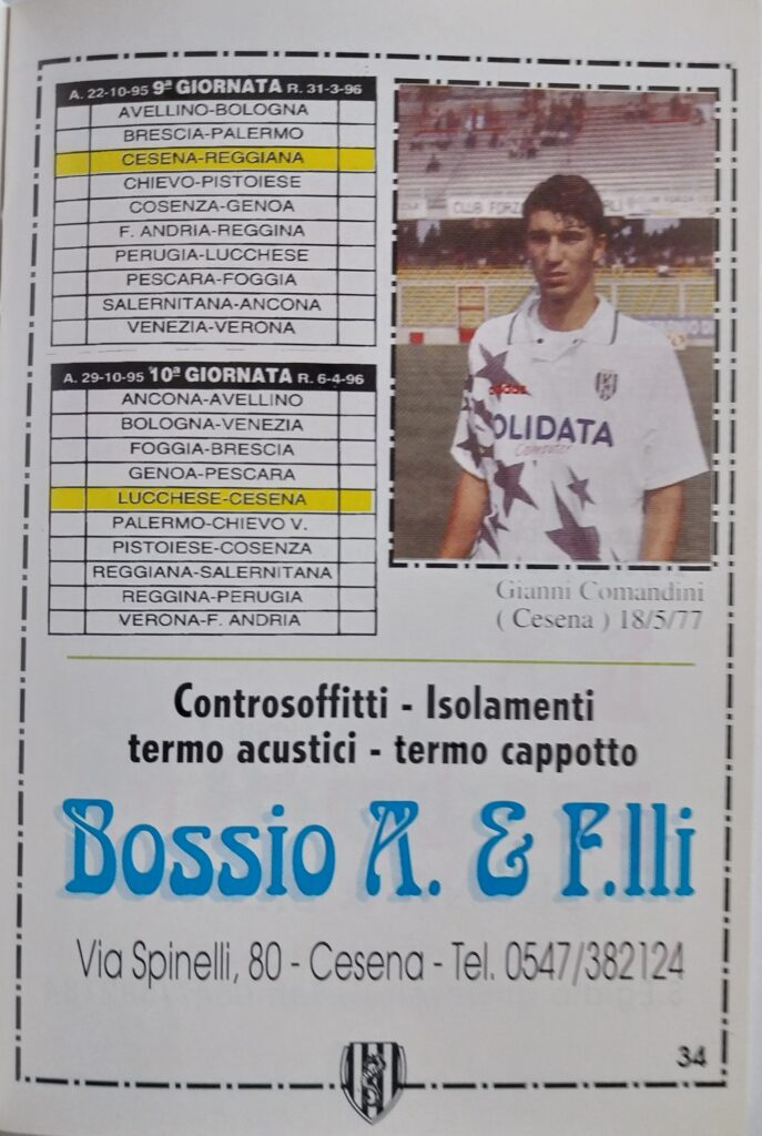 Centro coordinamento Clubs Almanacco bianconero 1995-96, p. 34, Comandini