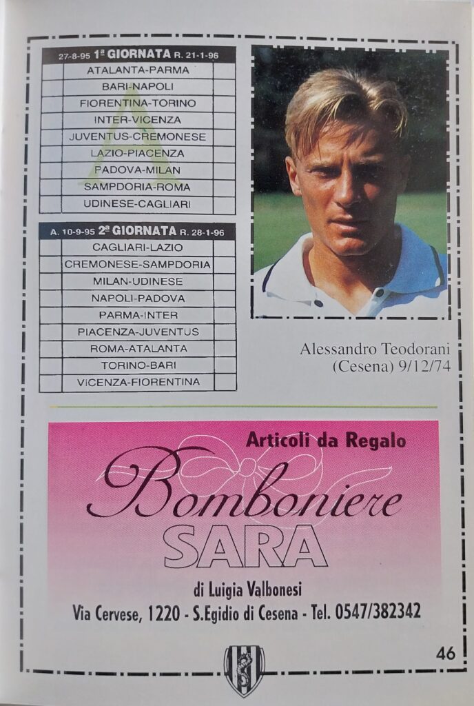 Centro coordinamento Clubs Almanacco bianconero 1995-96, p. 46, Teodorani Alessandro