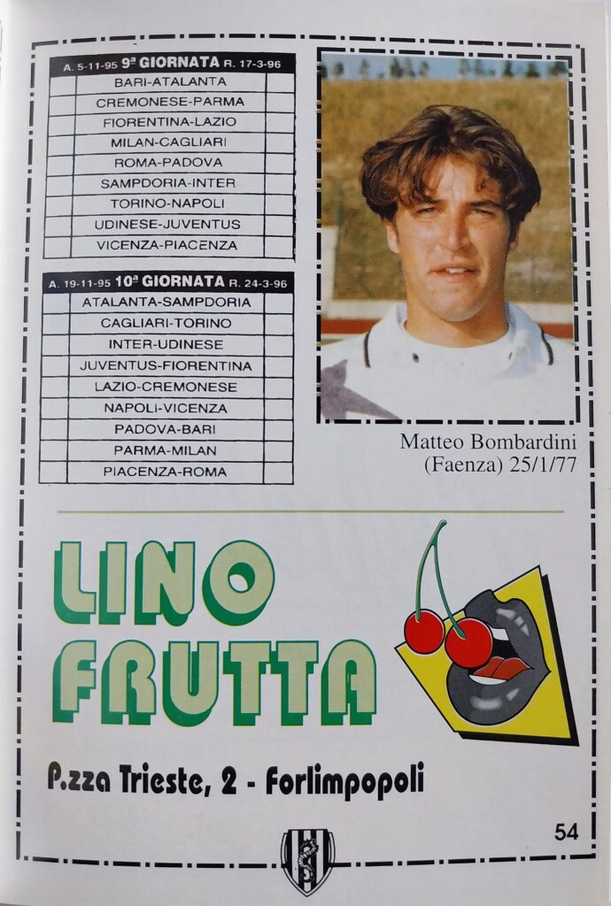 Centro coordinamento Clubs Almanacco bianconero 1995-96, p. 54, Bombardini