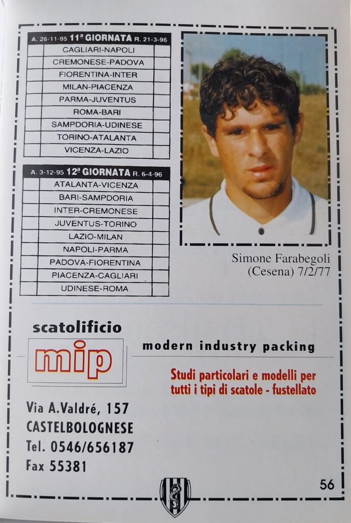 Centro coordinamento Clubs Almanacco bianconero 1995-96, p. 56, Farabegoli Simone