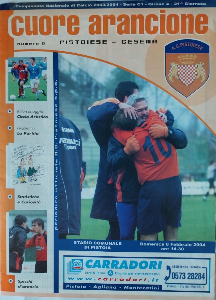 Cuore Arancione 8 febbraio 2004, n. 8, copertina, Pistoiese-Cesena 2003-04