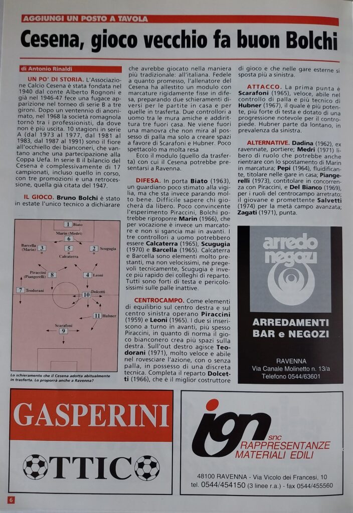 Giallorosso 13 novembre 1993, n. 6, p. 6, Ravenna-Cesena 1993-94