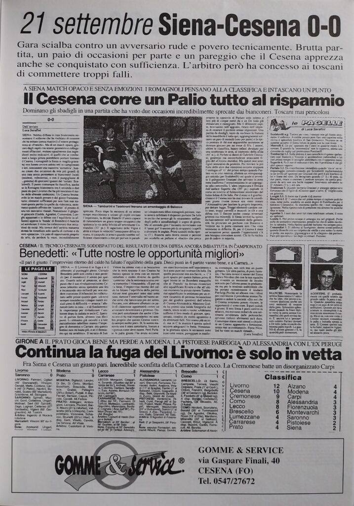 Il Resto del Carlino 1998 speciale promozione Cesena in serie B, p.s.n. 11, Siena-Cesena 1997-98