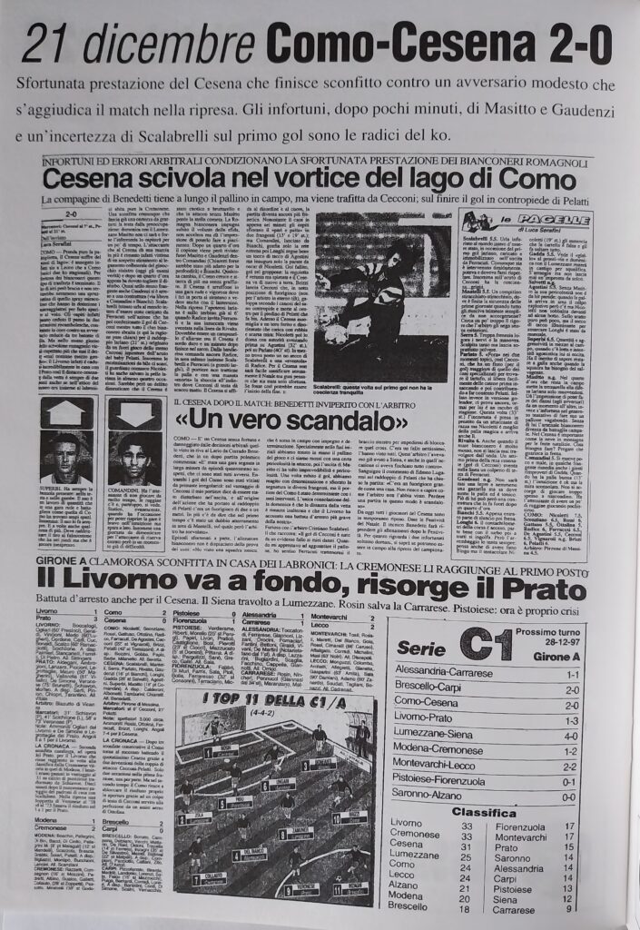 Il Resto del Carlino 1998 speciale promozione Cesena in serie B, p.s.n. 22, Como-Cesena 1997-98