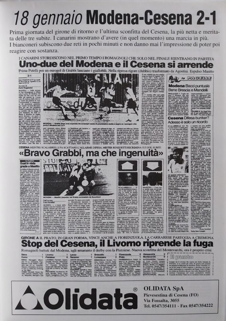 Il Resto del Carlino 1998 speciale promozione Cesena in serie B, p.s.n. 25, Modena-Cesena 1997-98