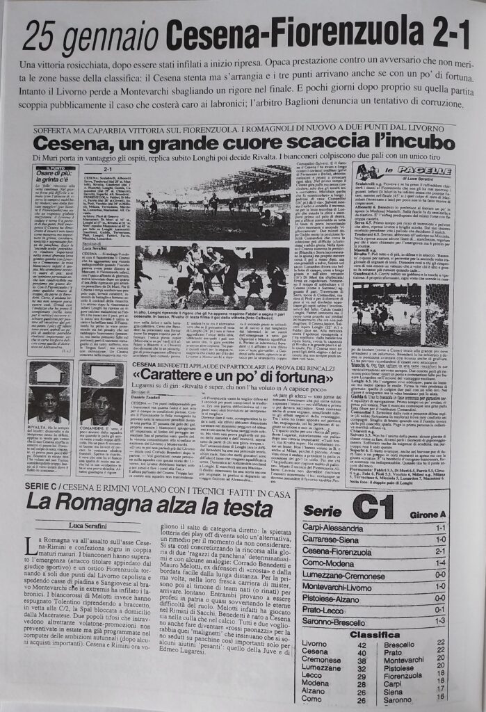 Il Resto del Carlino 1998 speciale promozione Cesena in serie B, p.s.n. 26, Cesena-Fiorenzuola 1997-98