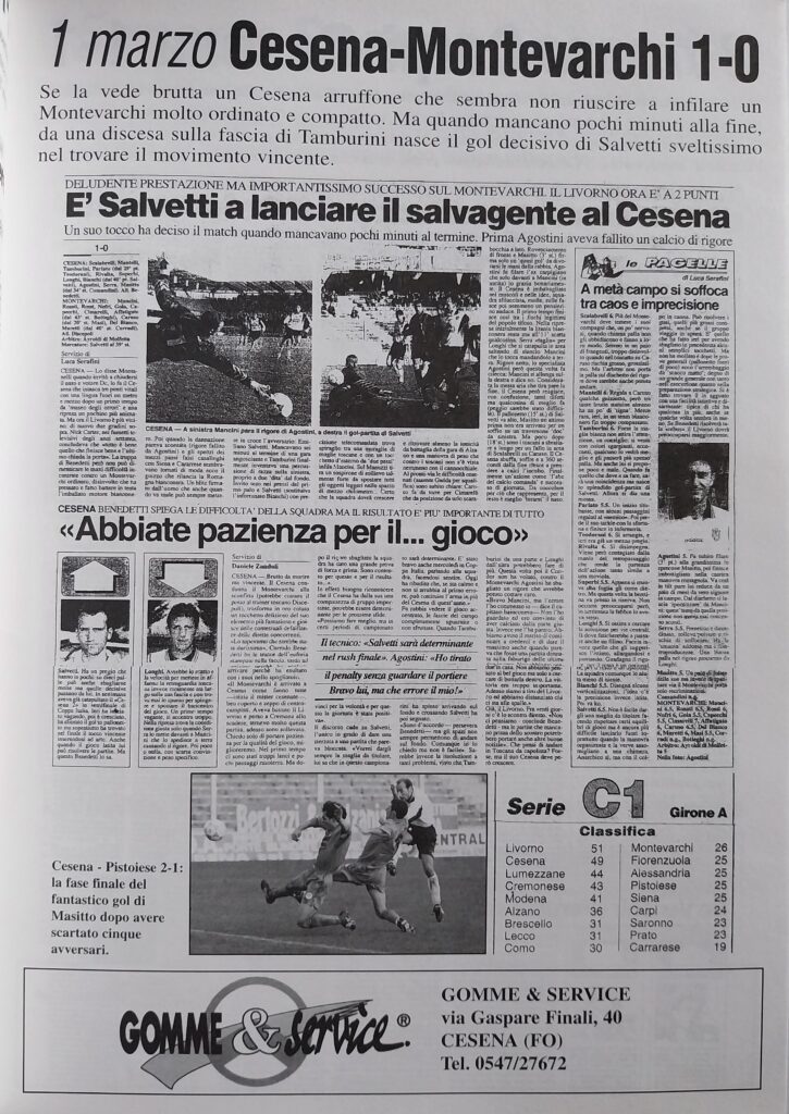 Il Resto del Carlino 1998 speciale promozione Cesena in serie B, p.s.n. 31, Cesena-Montevarchi 1997-98