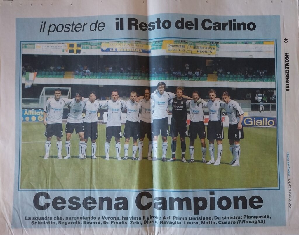 Il Resto del Carlino 30 maggio 2009, poster squadra Cesena 2008-09