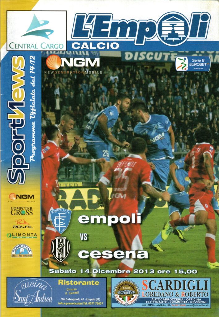 L'Empoli Calcio 14 dicembre 2013, copertina Empoli-Cesena 2013-14