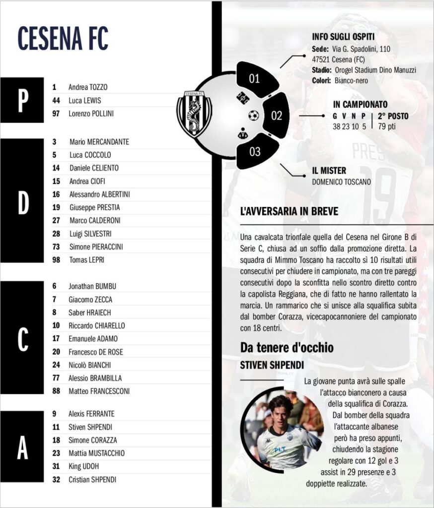 Match program LRVicenza 27 maggio 2023 p.s.n.1, Vicenza-Cesena 2022-23 playoff