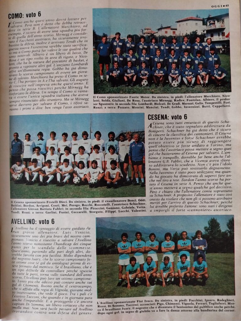 Oggi 16 settembre 1981, n. 37, p. 45, presentazione Cesena 1981-82