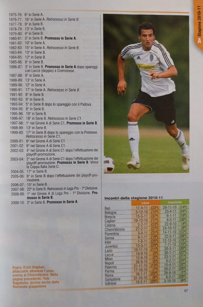 Panini Almanacco illustrato del calcio 2011, p. 67, presentazione Cesena 2010-11