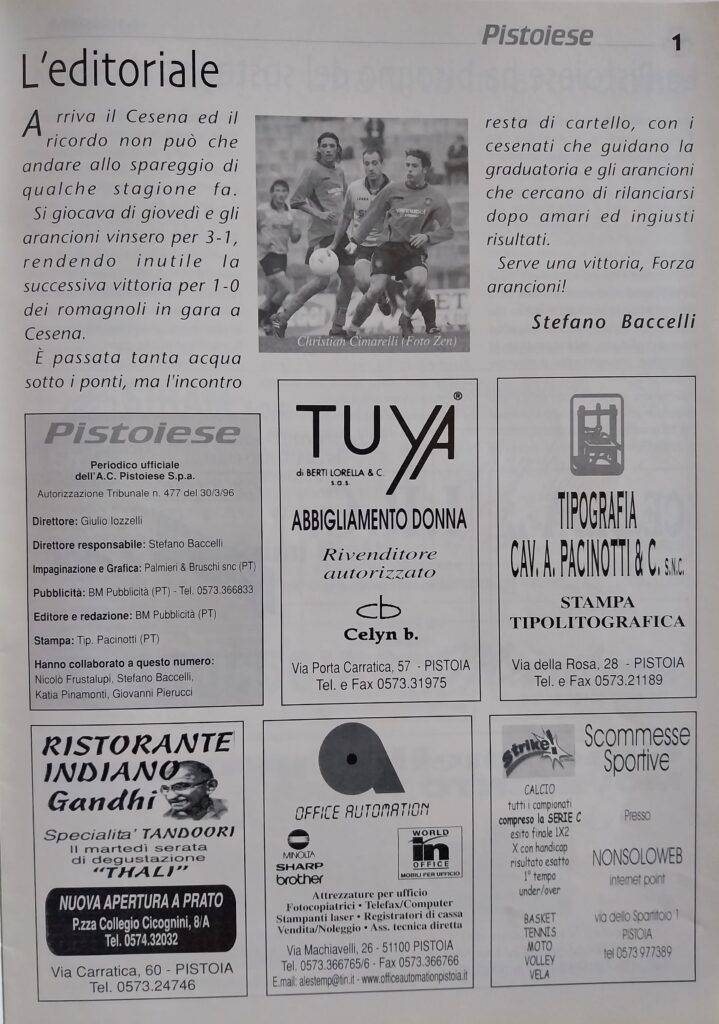 Pistoiese 24 novembre 2002, n. 7, p. 1, Pistoiese-Cesena 2002-03