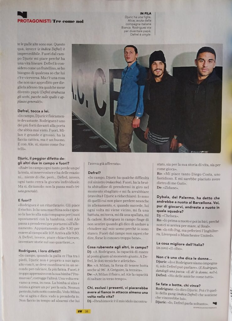 Sportweek 21 marzo 2015, n. 11, p. 38, articolo Cesena 2014-15 Defrel Djuric Rodriguez