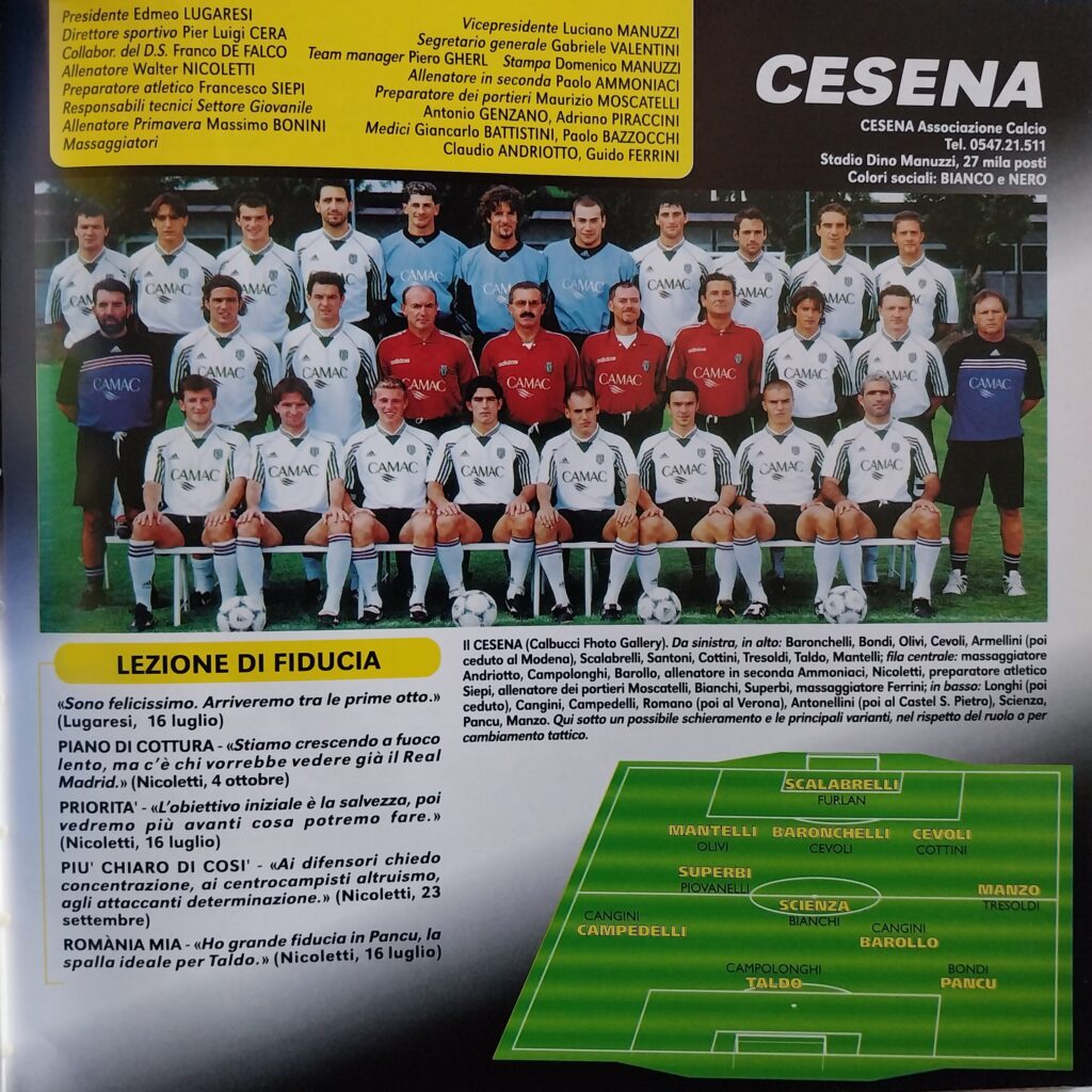 Tutto il calcio dalla A alla B, presentazione Cesena 1999-00