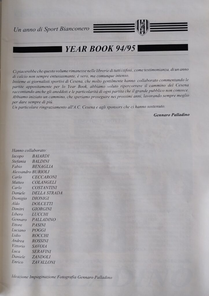 Yearbook Cesena 94, p.s.n. 01, Cesena 1994-95