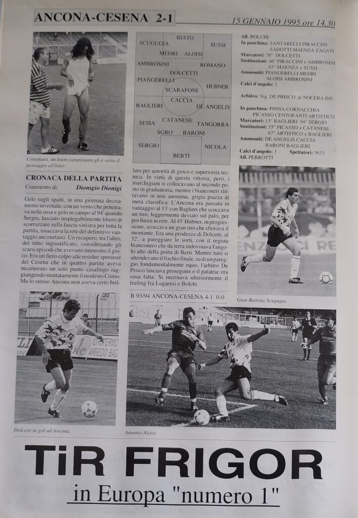 Yearbook Cesena 94, p.s.n. 20, Ancona-Cesena 1994-95